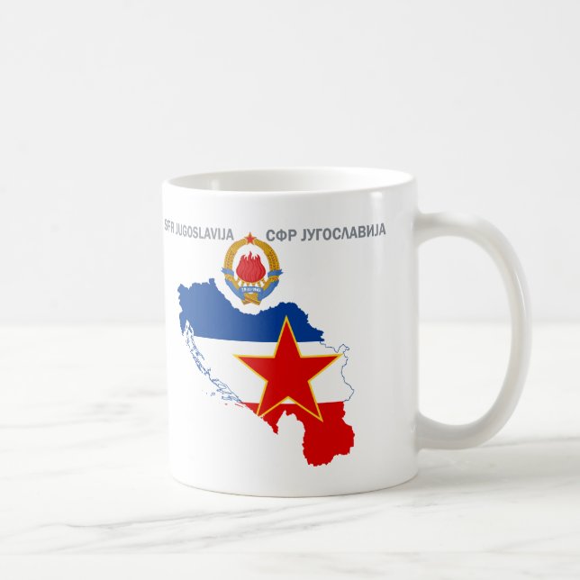 SFR Jugoslavien - karta - Emblem - flaggaMug. Kaffemugg (Höger)