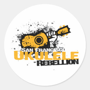 sfUkulelelogotyp Runt Klistermärke