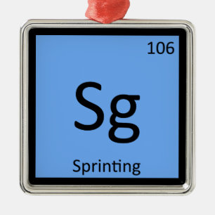 Sg - Springspår och Fält kemi-symbol Julgransprydnad Metall
