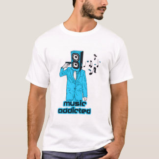 Sgrafisk musiknarkoman T-shirt – Trendig vit t-shi