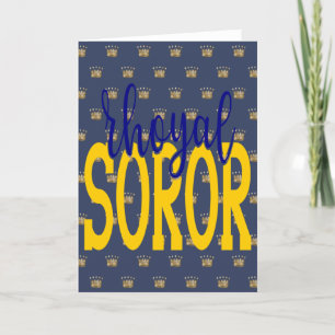 SGRho Inspired Rhoyal Blue och Guld Rhoyal Soror T Tack Kort