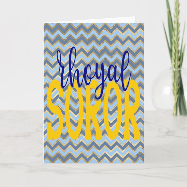 SGRho Inspired Rhoyal Blue och Guld Rhoyal Soror Tack Kort (Framsida)