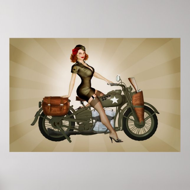 Sgt. Davidson Army Motorcycle Pinup Poster (Framsidan)