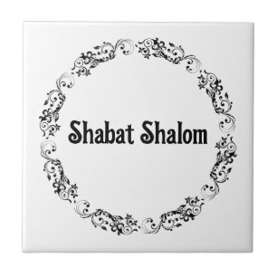 Shabat Shalom Ceramic Tile Kakelplatta