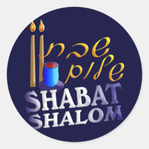 Shabat Shalom Runt Klistermärke