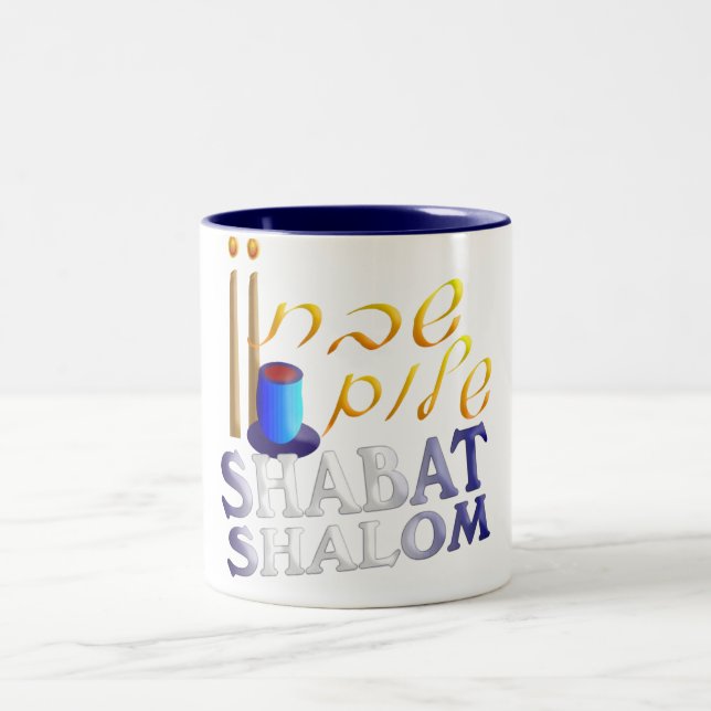 Shabat Shalom Två-Tonad Mugg (Center)