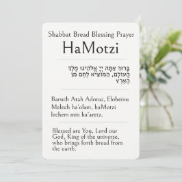 Shabbat Bröd Förbön Bön, HaMotzi, Hebreiska Kort