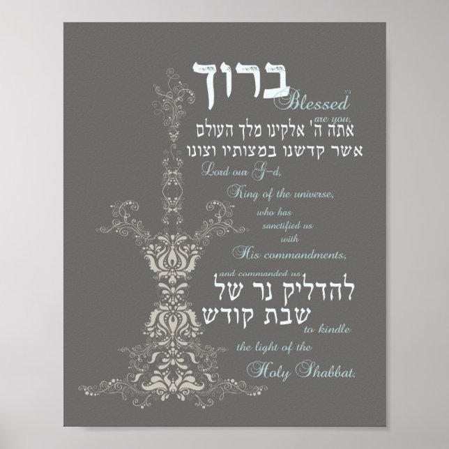 Shabbat Candle Blessing Poster (Framsidan)
