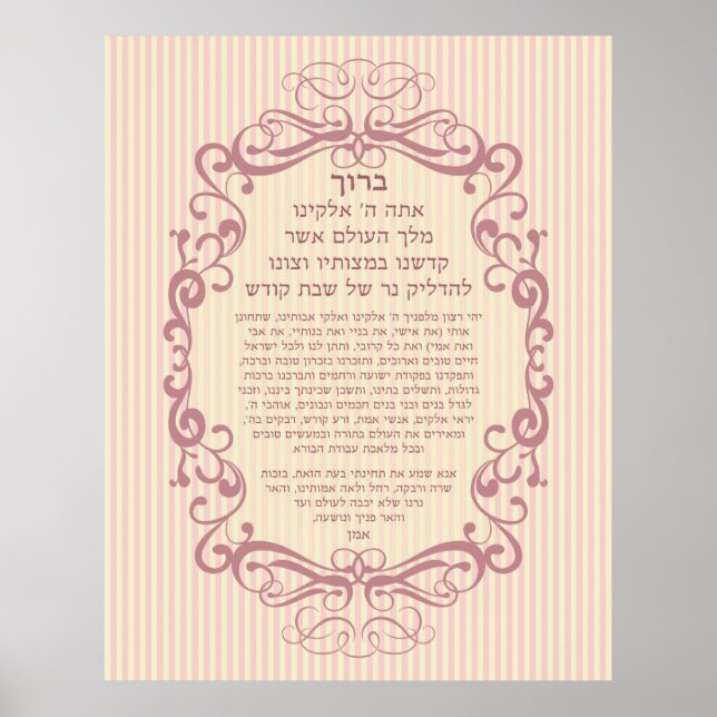Shabbat Candle Blessing Poster (Framsidan)