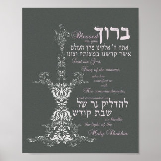 Shabbat Candle Blessing Poster