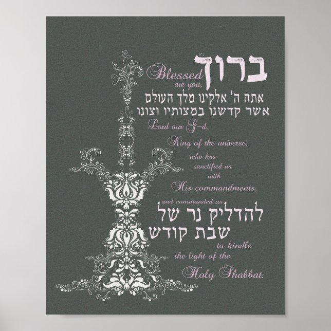 Shabbat Candle Blessing Poster (Framsidan)