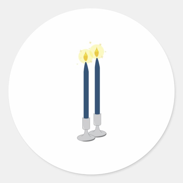 Shabbat Candle Runt Klistermärke (Framsida)