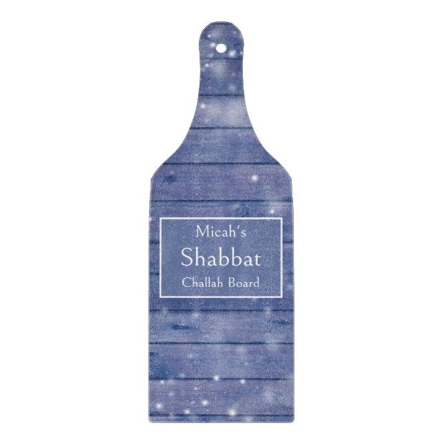 Shabbat Challah Bräde, Blått Trä, Rustik Bondgård (Framsidan)