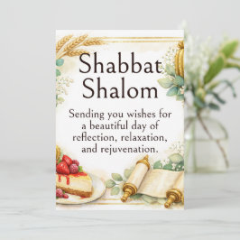 Shabbat Shalom, Akvarell Whimsical Sukkulenter Kort