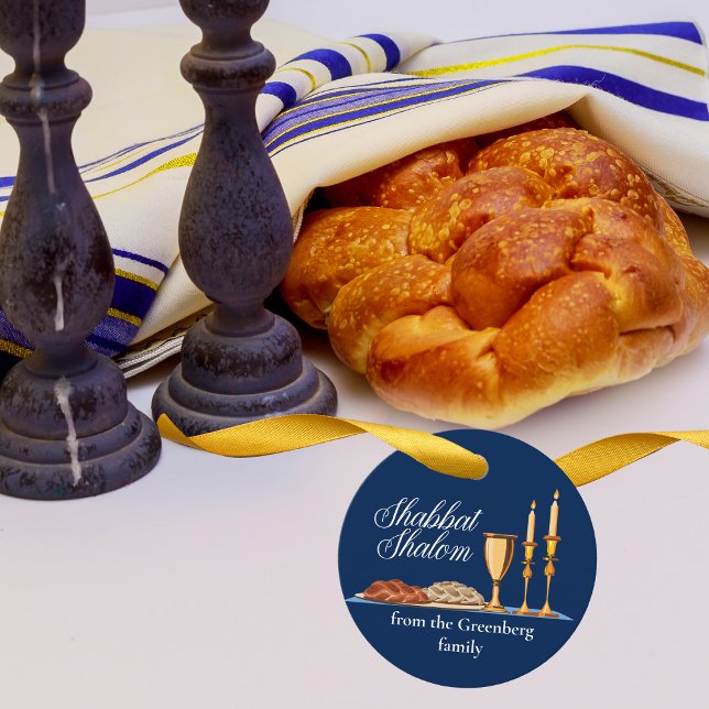 Shabbat Shalom Anpassningsbar Blue Sabbath Middag Gåvor Etiketter (Skapare uppladdad)
