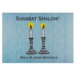 Shabbat Shalom Candles Glass