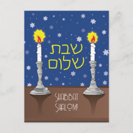 Shabbat Shalom Candles Vykort
