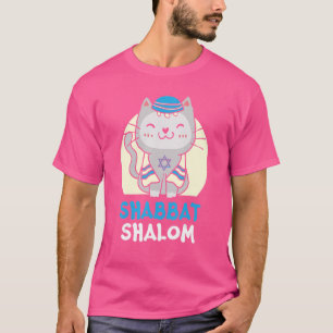 Shabbat Shalom Cat Heliga Day Judaism Yom Kippur T Shirt