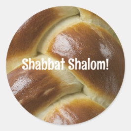 Shabbat Shalom Challah Sticker Runt Klistermärke