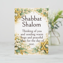 Shabbat Shalom, Eukalyptus Babysand Gold Önskning Kort