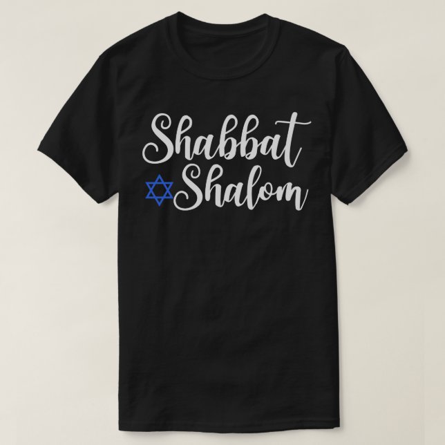 Shabbat Shalom för shabbos eller shabbath in hebre T Shirt (Design framsida)