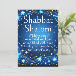 Shabbat Shalom, Gnistrande Stjärnor, Blå Guld Önsk Kort