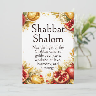 Shabbat Shalom, Gula Tulpaner, Burgunder Granater Kort