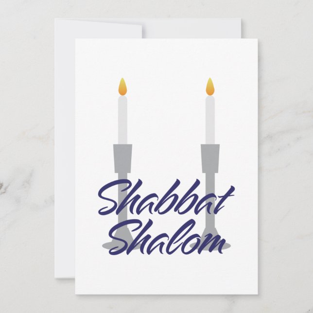 Shabbat shalom hälsning och candlesticks Card (Framsida)