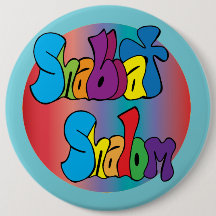 Shabbat Shalom Hippy Art-knapp