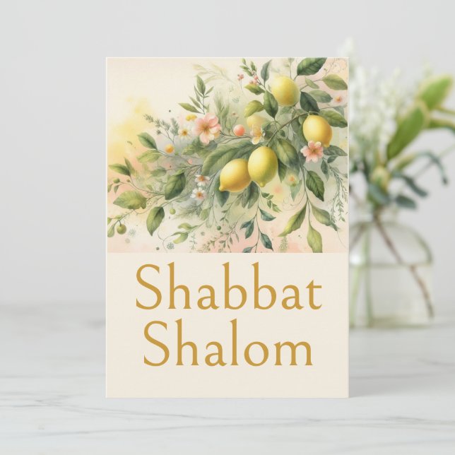 Shabbat Shalom, italiensk citronlund Boho botanisk Kort (Stående Fram)