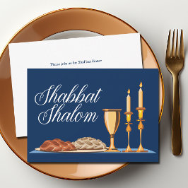 Shabbat Shalom Judisk Familj Blå Anpassad Middag Inbjudningar