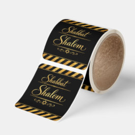 Shabbat Shalom Judisk Judaica Guld Svart Lyx Fyrkantigt Klistermärke