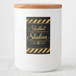 Shabbat Shalom Judisk Judaica Guld Svart Lyx Mat Etikett