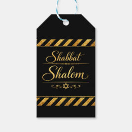 Shabbat Shalom Judisk Judaica Guld Svart Lyx Presentetikett