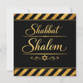 Shabbat Shalom Judisk Judaica Guld Svart Lyx Tack Kort