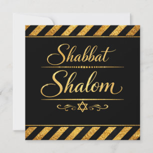 Shabbat Shalom Judisk Judaica Guld Svart Lyx Tack Kort