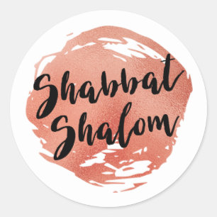 Shabbat Shalom klistermärke med rosa guld för Fa