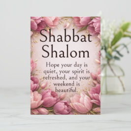 Shabbat Shalom, Lila Rosa Tulpaner, Whimsisk önska Kort