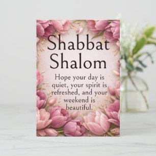 Shabbat Shalom, Lila Rosa Tulpaner, Whimsisk önska Kort