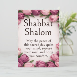 Shabbat Shalom, Lila Tulpaner, Botanisk Blommig Kort