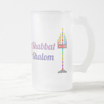 Shabbat Shalom Menorah frosted mugg