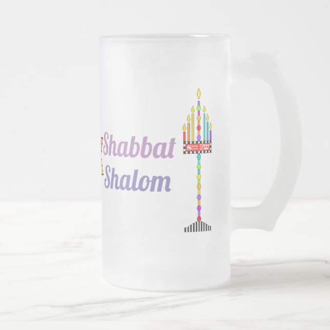 Shabbat Shalom Menorah frosted mugg (Höger)