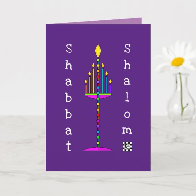 Shabbat Shalom Menorah-hälsningskort Kort (Liten växt)