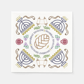 Shabbat Shalom Modern Cocktail Napkins Pappersservett