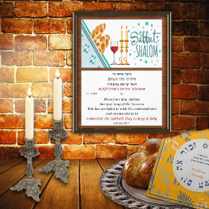 Shabbat Shalom och Hebrew verse Fototryck
