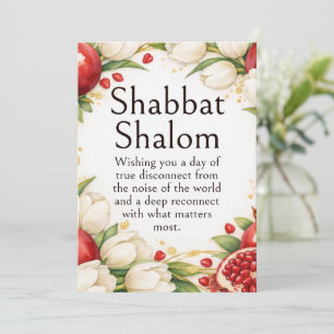 Shabbat Shalom, Röda Granatäpplen, Gula Tulpaner Kort