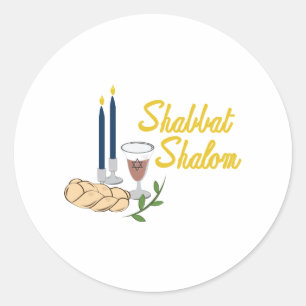 Shabbat Shalom Runt Klistermärke