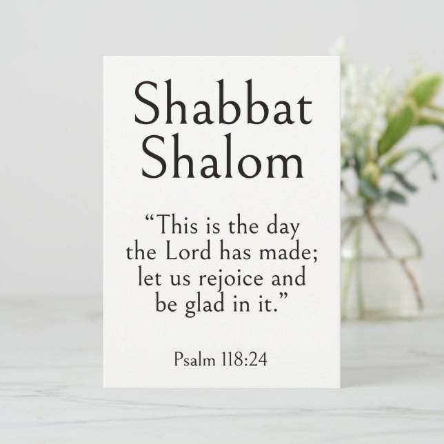 Shabbat Shalom Skrift, Psalm 118:24, Modern konst Kort (Stående Fram)