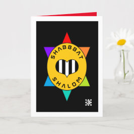 Shabbat Shalom Star Heart Greeting Card Kort