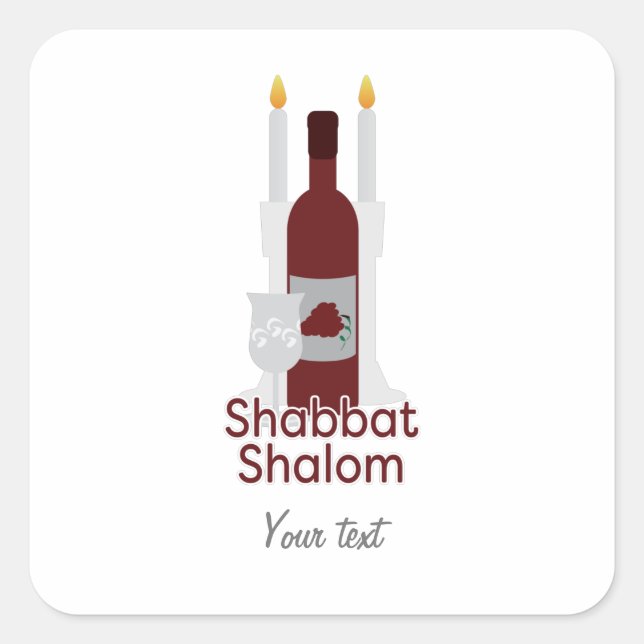 Shabbat Shalom Sticker Fyrkantigt Klistermärke (Framsida)